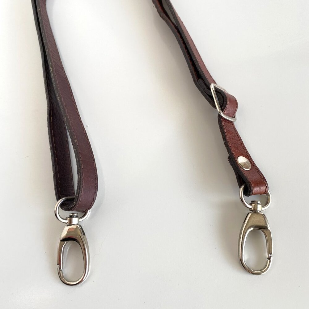Antiqued Brown Leather Replacement Crossbody Bag Strap - Picture 3 of 5